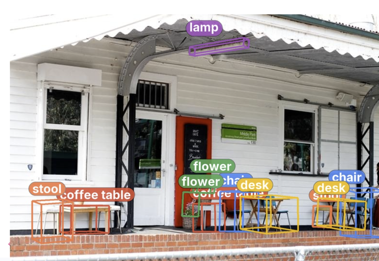 Text-prompted outdoor cafe
