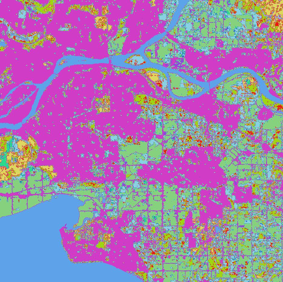 Land Cover of Canada data near Surrey.